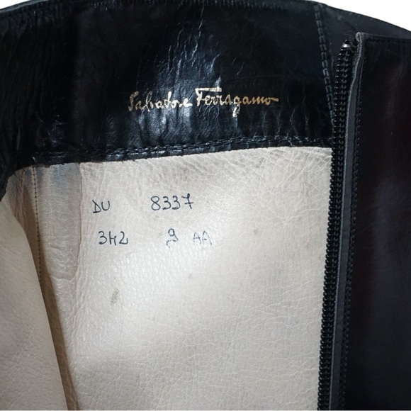 Salvatore Ferragamo Vintage Tall Black Leather Riding Boots, Size 9 - Picture 15 of 15